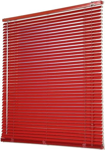 Jalousie aus Aluminium, Rot, Verdunkelungsvorhänge für Fenster, Jalousien Lamellen 25 mm aus Metall, verstellbarer Sichtschutz, für Balkon, Breite x Höhe (160 x 200 cm)