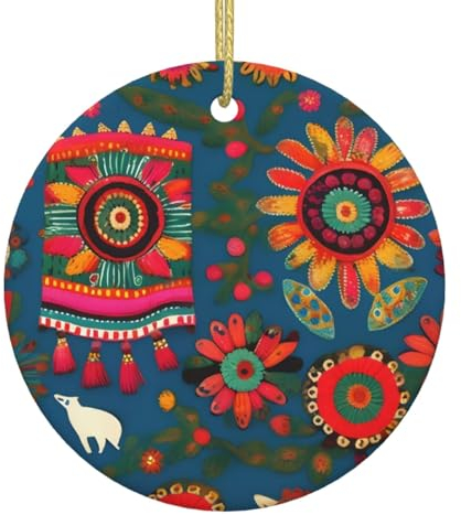 Lustiges Keramik-Ornament, Weihnachtsschmuck, Feiertags-Ornamente, Weihnachtsbaum, Heimdekoration, mexikanische Volkskunst, Boho