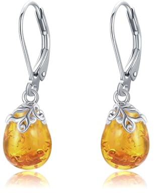 ONEFINITY Bernstein-Ohrringe 925 Sterling Silber Ohrhänger Hängend Bernstein schmuck für Damen