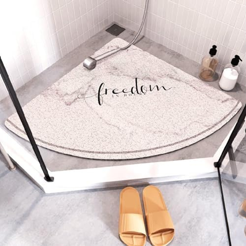 Wansiman Eckduschmatte,Duschmatte rutschfest Halbrund,Luffa Massage Duschmatten Mit,Duschmatte Dreieckig,AblauflöChern,Schnell Trocknend,Waschbar,Massage,FüR Dusche Dreieckiges Badezimmer,Badewanne