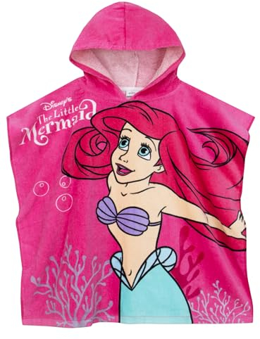 Disney Poncho Toalla The Little Mermaid | Toalla Poncho con Capucha La Sirenita | Talla Unica Rosa