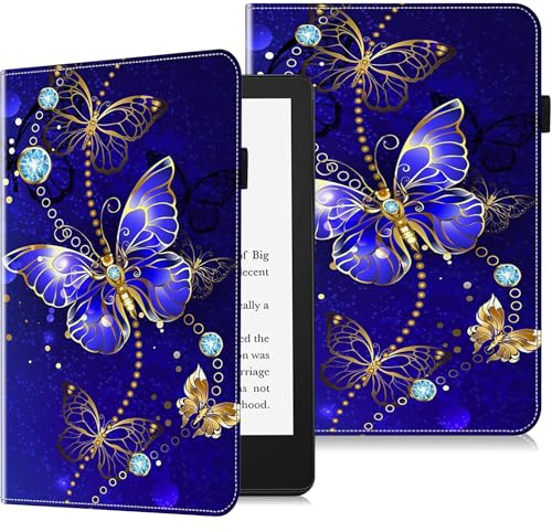 GLANDOTU Hülle für 6,8 Kindle Paperwhite (11. Generation - 2021) und Kindle Paperwhite Signature Edition Schutzhülle, Flip PU Leder Schutzhülle Tasche mit Auto Sleep/Wake -Diamant Schmetterling