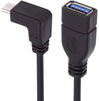 CY Cable USB-C USB 3.1 tipo C macho a USB 3.0-A hembra, 10 Gbps, OTG, cable de alimentación de datos hacia arriba y hacia abajo en ángulo