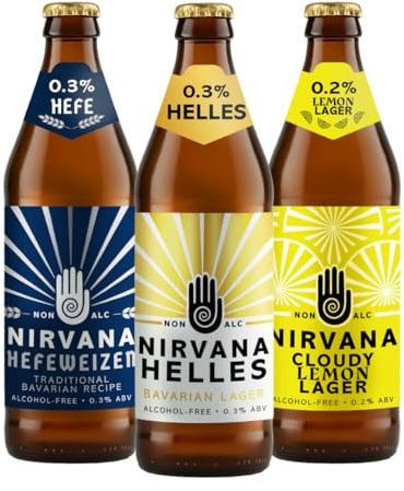 Nirvana - Bavarian Hamper, 0.3% ABV, 12 x 500ml - Craft Lager and Ale, Traditional German Style, Low Calorie, Vegan, Beer Gift Set Hamper - Alcohol Free