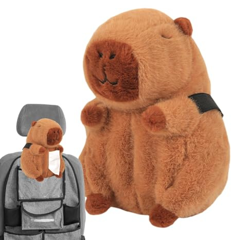 Capybara Taschentuchbox, Capybara Taschentuchhalter - Auto-Serviettenhalter - Taschentuchhalter auf dem Rücksitz, niedlicher Serviettenhalter fürs Auto, Organizer für den Rücksitz für Aufbewahrung und