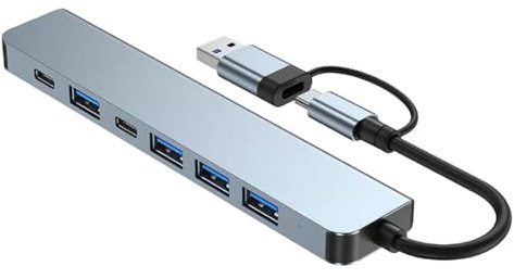 Hub USB C, adaptador multipuerto para portátil, divisor USB C de 5 GBps, transferencia de datos de alta velocidad, concentrador USB C con puertos USB 3.0, para portátil tipo C