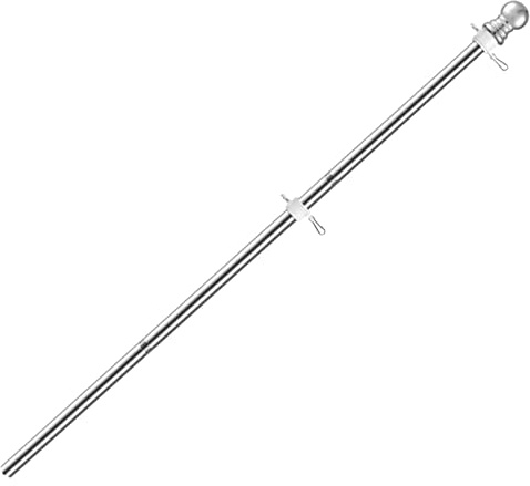 TINEASUR 1.5m Stainless Steel Flag Pole Garden Heavy Metal Flag Stand Outdoor Rotating Three or Four Section Rod Random Style