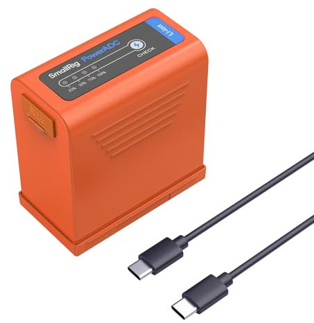 SMALLRIG Battery für NP-F970 10500mAh USB-C Kamera Akku für Sony NP-F970 F750 F550, PD 20W Schnellladung, 6H voll Aufgeladen, für Monitor, LED-Videoleuchte, Camcorder, Sender, Telefon, Orange – 4972