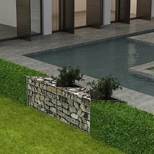 AUVYI Panier en pierre - Décoration de jardin - 120 x 30 x 50 cm - Pour terrasse - Gabion - Légumes - Parterre surélevé - Clôture de jardin - Colonne de gabion - Construction stable - Mur de plantes -