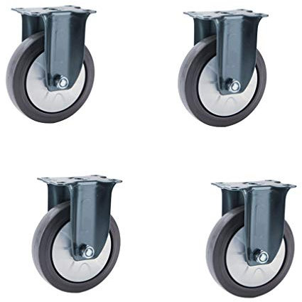 QCKNKMGG Lenkrolle Rad Trolley Möbelrolle 4er-Set mit doppelter Sicherheitsverriegelung, geräuschloses Rad, königsblaue Rostschutzbeschichtung, mit oberer Platte und robustem Lager(Fixed,3in/75mm)