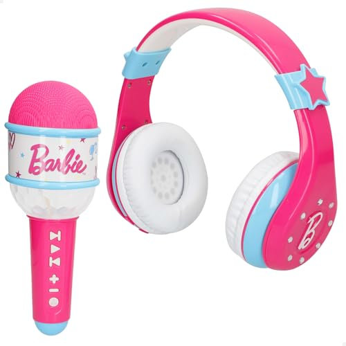 COLORBABY Barbie Set Auriculares inalámbricos Bluetooth de Diadema y micrófono, Luces de Colores, Juego Karaoke, Incluye Cable USB, Regalos para niñas de 4 años, Juguetes de niña (47868)