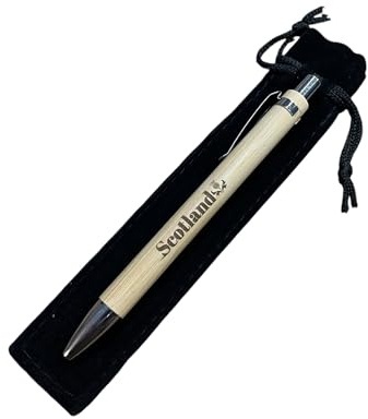 Ashton and Finch Stylo en bambou écossais avec motif chardon – Instrument d'écriture écologique – Cadeau pour les amateurs d'Écosse