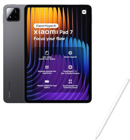 XIAOMI Pad 7 Tablet – 8GB+128GB, 11 120Hz Display, Snapdragon Processor, with Smart Pen, Dolby Atmos Quad Speakers, 33W Fast Charging – Black