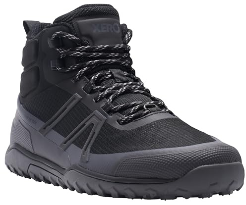 Xero Shoes Men's Scrambler Mid Ultralight Waterproof Shoes, Black/Asphalt, 9