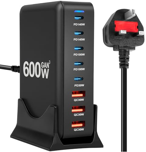 AXFEE Multi USB Charger, 600W USB C Fast Charger 8Port USB C Plug
