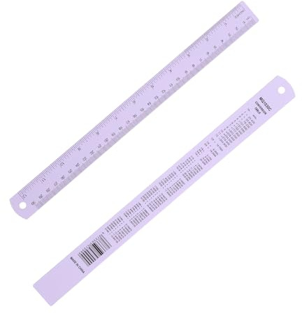 PATIKIL 30 cm/12 tum metalllinjal, aluminiumlegering metrisk linjal med tum och centimeter precisionsmätning för kontorsteknik, lila