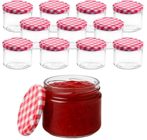 Devitre Lot de 12 bocaux à confiture de 330 ml avec couvercles et étiquettes