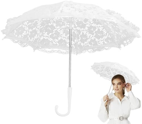 White Lace Parasol Umbrella, Vintage Lace Umbrellas for Tea Party, Parasol Umbrella, Small Vintage Wedding Bridal for Photo Tea Party