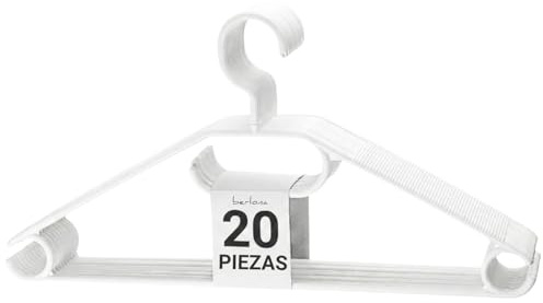 BERLONA Cintres à Crochet pivotant 360°, 20 pièces, antidérapants - Blanc