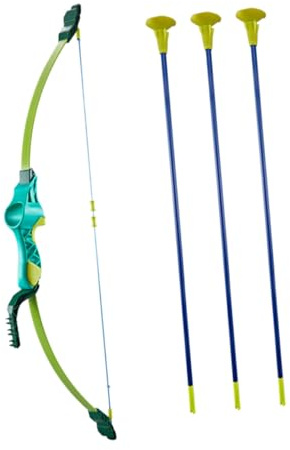 BESPORTBLE Ensemble de Jeu Arc et Flèches Corde Réglable pour Garçon et Filles Jouet Sûr et Flèches à Ventouse en Abs Vert pour Divertissement Extérieur