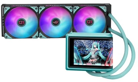ASUS ROG RYUO IV 360 ARGB HATSUNE MIKU EDITION – Refroidisseur liquide CPU tout-en-un (écran AMOLED incurvé de 6,67, ventilateurs ARGB pré-montés, pompe puissante, pâte thermique pré-appliquée)