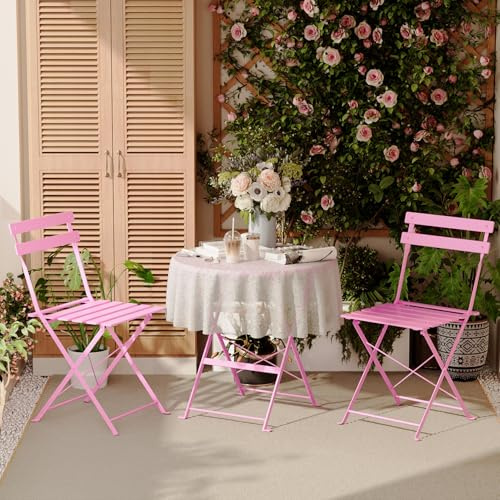 DEWINNER Conjunto de Mesa y sillas, Plegable, Conjunto de Mesa y sillas de jardín de Tres Piezas, 1 Mesa y 2 sillas, con Mantel Impermeable, Conjunto de Muebles de balcón