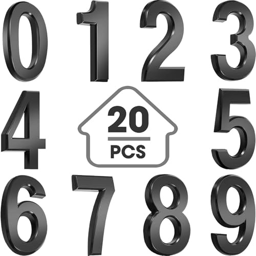 txuzong Pegatinas de números del 0 al 9, 20 unidades autoadhesivas – Números adhesivos de 4,5 cm resistentes a la intemperie – Para número de casa, buzón, puerta y cajas de almacenaje