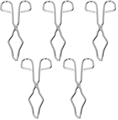 Phefop Degeltång i Rostfritt Stål 5-pack Konvex Halkfri Tång för Smältgjutning Guld Silver Raffineringslabverktyg med Värmebeständigt Handtag för Metallgjutning