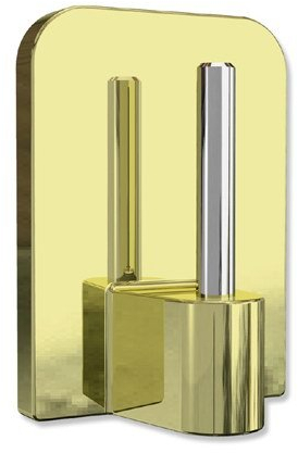 INTERDECO Selbst-Klebehaken mit Metallstift in Messing farbig für Vitragestangen (4 Stück)