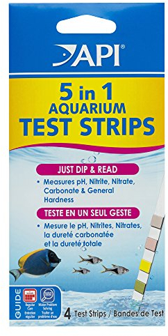 API 5-IN-1 TEST STRIPS Freshwater and Saltwater Aquarium Test Strips 4-Count Box
