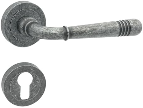 domino Maniglia per porta PZ – Set cilindro profilato, rosetta rotonda per porta della stanza, porta dell'ufficio, della cantina e della porta interna, accessori per porta in nichel Znal