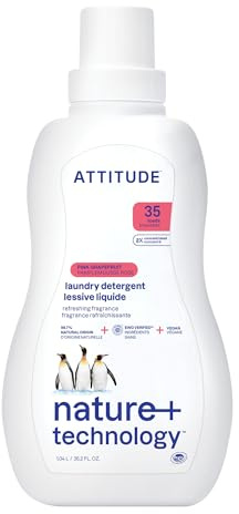ATTITUDE Waschmittel, 3 x konzentrierte rosa Grapefruit, 100 ml Flüssigkeit für Maschinenwäsche