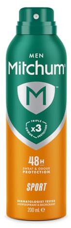 Mitchum Men Triple Odor Defense 48HR Protection Aerosol Deodorant & Anti-Perspirant, Sport, 200 ml