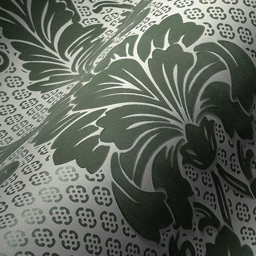 Architects Paper 305443 30544-3 Flocked Non-Woven Wallpaper with Ornaments Baroque 10.05 m x 0.52 m Blue Green Made in Germany