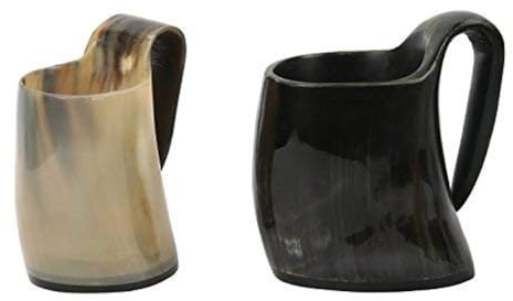 Handicrafts Home Whiskey Shot Glasses Real Horn Mug Cup Ale Beer Wine Glass Goblet - Christmas Gifts (Set of 2) New Years Gift