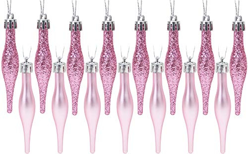 Christmas Concepts® Paquet de Boules de gouttelettes de 15 à 85mm 8,5 cm (3.4) - Design Mat & Paillettes - Boules de Noël (Rose Clair)