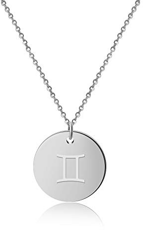 GD GOOD.designs Collana zodiacale in oro o argento I Collana oroscopo per signore I Collana con pendente rotondo (Gemelli - Argento)