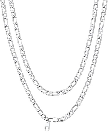 Bandmax Collar Italiano Gargantilla Plateada para Mujeres Chicas Girl Necklace 4mm Grosor 46cm Largo