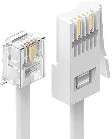 Ancable Telephone Cable Phone Cable for Landline ADSL Modem Cable 5M, BT Plug to RJ11 Male Broadband 6P2C 2-Pin Telephone Cable for BT UK Landline Phone Cord Home & Office Fax Modem