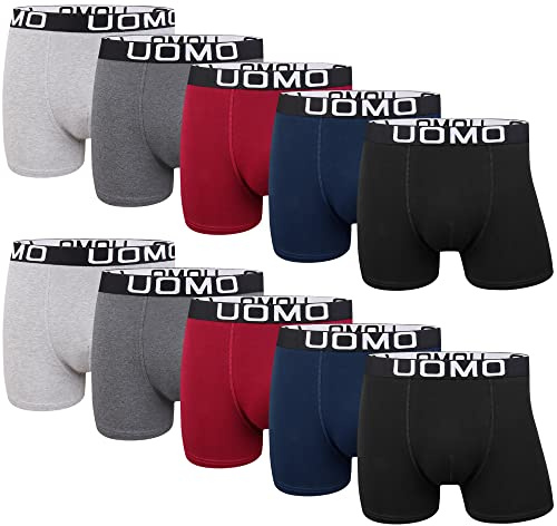 L&K 10-pack herr retroshorts, boxershorts, bomull, svarta, mångfärgade underkläder, 1116