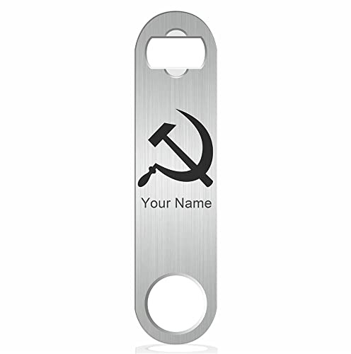 LaserGram Bottle Opener, Hammer and Sickle, Personalized Engraving Included (Stainless Steel Finish)