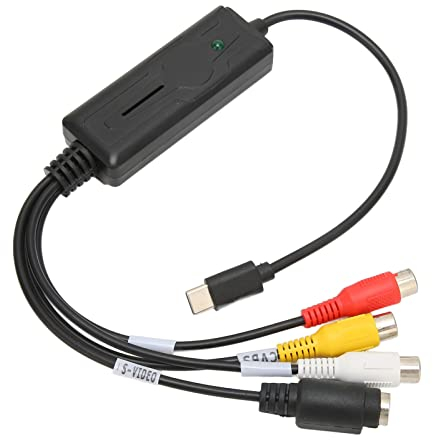 USB C 2.0 Audio Video Capture Card, to USB Converter Adapter AV NTSC PAL S Video to USB C 2.0 ADC Converter, Support 7/10/2000/XP/Vista/OS X