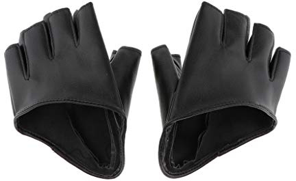 Damen-Handschuhe aus PU-Leder, halbe Handfläche, halbe Finger, für Pole-Dancing-Show, Schwarz