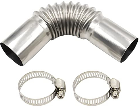 Car Heater Bleed Hose Stainless Steel Exhaust Pipe Angle Connector 24 mm Exhaust Pipe Cars Air Diesel Heater Auxiliary Hose Car Heater Exhaust Pipe with Two Stainless Steel Clips