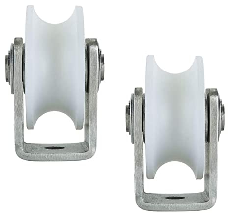BAtlam Bürorollen Nylon-Rillenrad, Schiebetor-Laufrolle mit Halterung aus Edelstahl 304, starre Schwerlastrollen, für umgekehrte Schiene, Industriekarren, Drahtseilschienenrollen (Farbe: V-ty (U typ