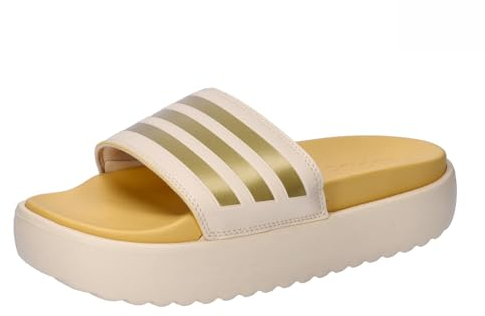 adidas Damen Adilette Platform Slides, Crystal Sand/Gold met/semi Spark, 38 EU