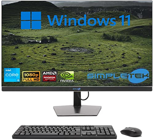 SIMPLETEK - PC All in One Display 27 Windows 11 | Core i3 12th Gen | 8GB RAM DDR4 SSD 240GB | Work, Entertainment