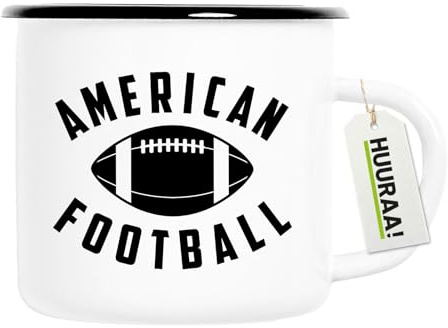 Huuraa Emaille Tasse American Football Ball 300ml Vintage Campingbecher Geschenkidee