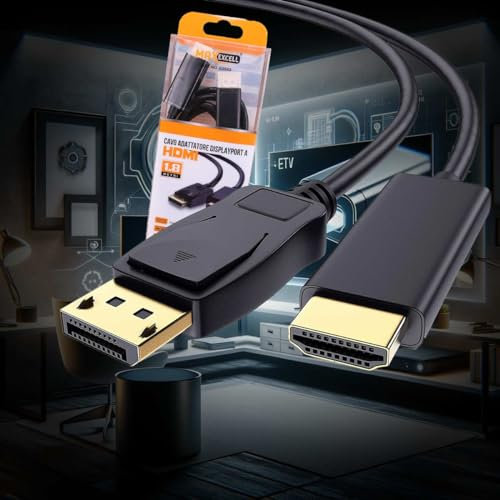 A2ZWORLD Cable DisplayPort a HDMI, monodireccional, chapado en oro, Full HD1080p 60Hz, para monitor proyector, adaptador Displayport a HDMI (longitud del cable de 3 metros)