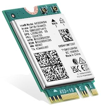 Binardat Scheda WiFi 6E M.2 AX200 Adattatore di rete WiFi, chip Intel AX200 Bluetooth 5.0, 3000Mbps Dual Band 2,4GHz/5GHz OFDMA e MU-MIMO, per laptop Windows 10/11